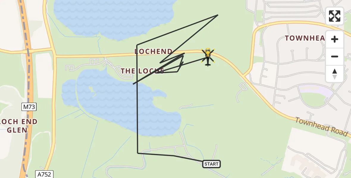 Flight path map showing Police Helicopter route from Gartcosh to Gartcosh