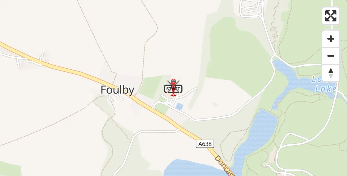 Flight path map showing Air Ambulance Helicopter route from YAA Nostell Helicopter Port to YAA Nostell Helicopter Port