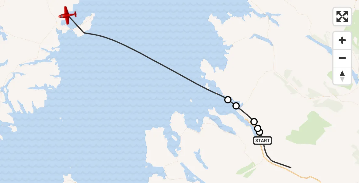 Flight path map showing Air Ambulance Aircraft route from Inverlael to Am Bac