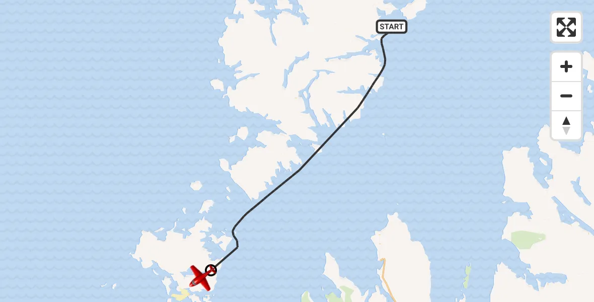Flight path map showing Air Ambulance Aircraft route from Inner Seas to Loch Euphort