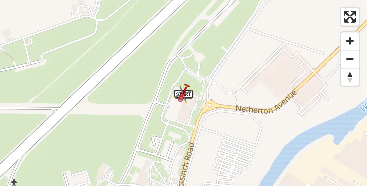 Flight path map showing Air Ambulance Helicopter route from Glasgow Airport to Glasgow Airport