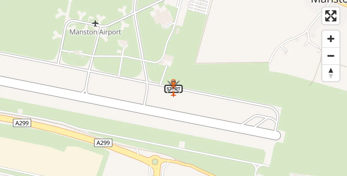 Flight path map showing Coastguard Helicopter route from Manston Airport to Manston Airport