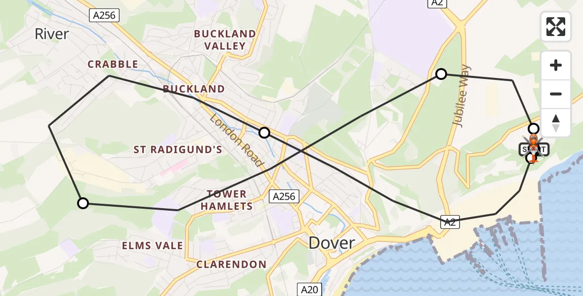 Flight route Coastguard Helicopter Langdon Battery Heliport - Langdon Battery Heliport, 03 March 2026, 05:26
