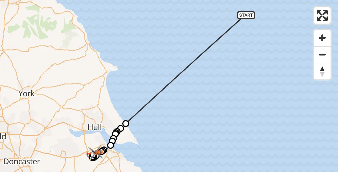 Routekaart van de vlucht: Coastguard Helicopter to Humberside Airport