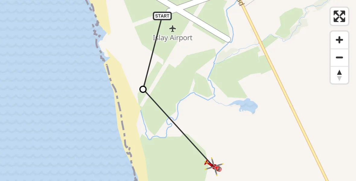 Routekaart van de vlucht: Air Ambulance Helicopter to Glenegedale, Low Road