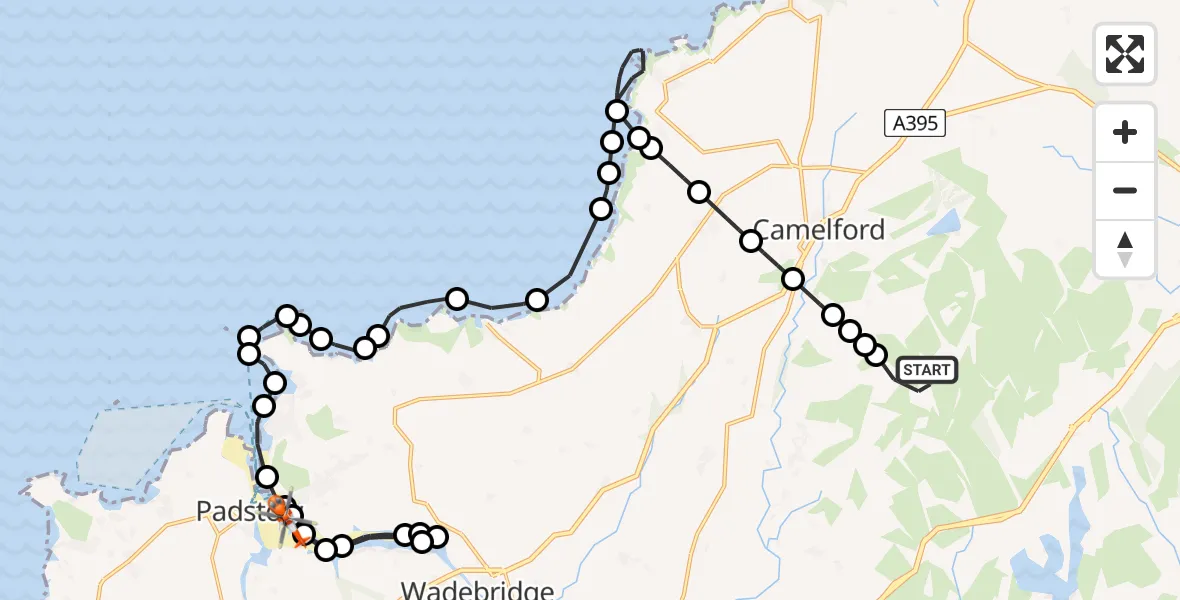 Flight route Coastguard Helicopter St. Breward - St. Issey, 03 March 2026, 15:17