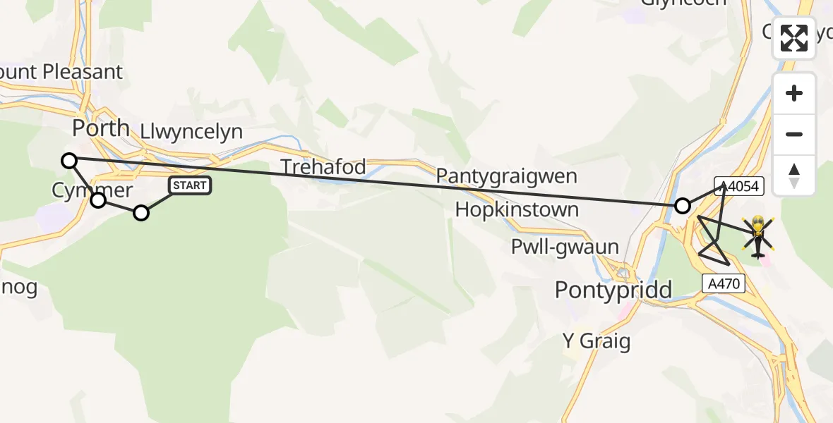 Routekaart van de vlucht: Police Helicopter to Graigwen, Pencoed Avenue