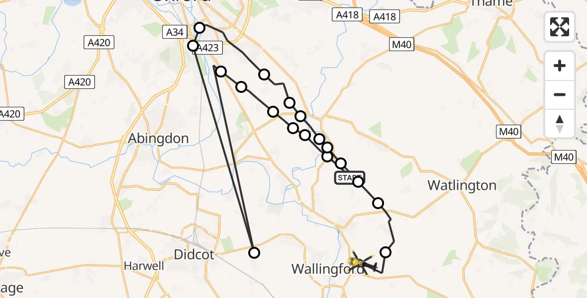 Routekaart van de vlucht: Police Helicopter to Crowmarsh Gifford, Clack's Lane