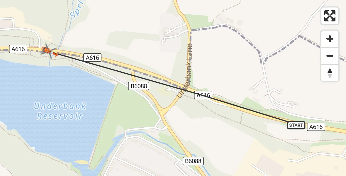 Routekaart van de vlucht: Coastguard Helicopter to Langsett, Manchester Road