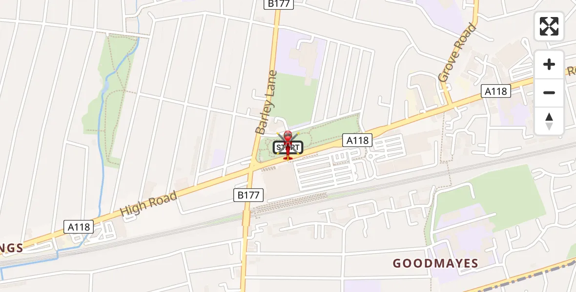 Flight route Air Ambulance Helicopter London Borough of Redbridge - London Borough of Redbridge, 03 March 2026, 16:33