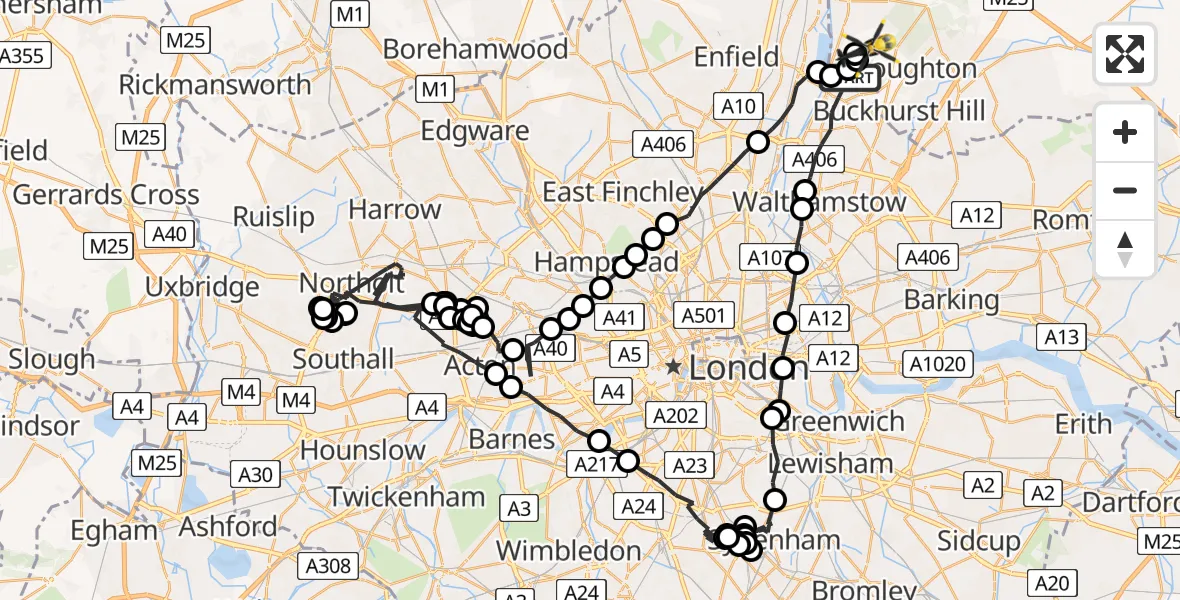 Flight route Police Helicopter London Borough of Waltham Forest - Metropolitan Police Air Support Unit Lippitts Hill, 03 March 2026, 17:35