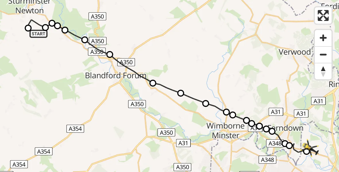 Routekaart van de vlucht: Police Helicopter to Bournemouth Airport