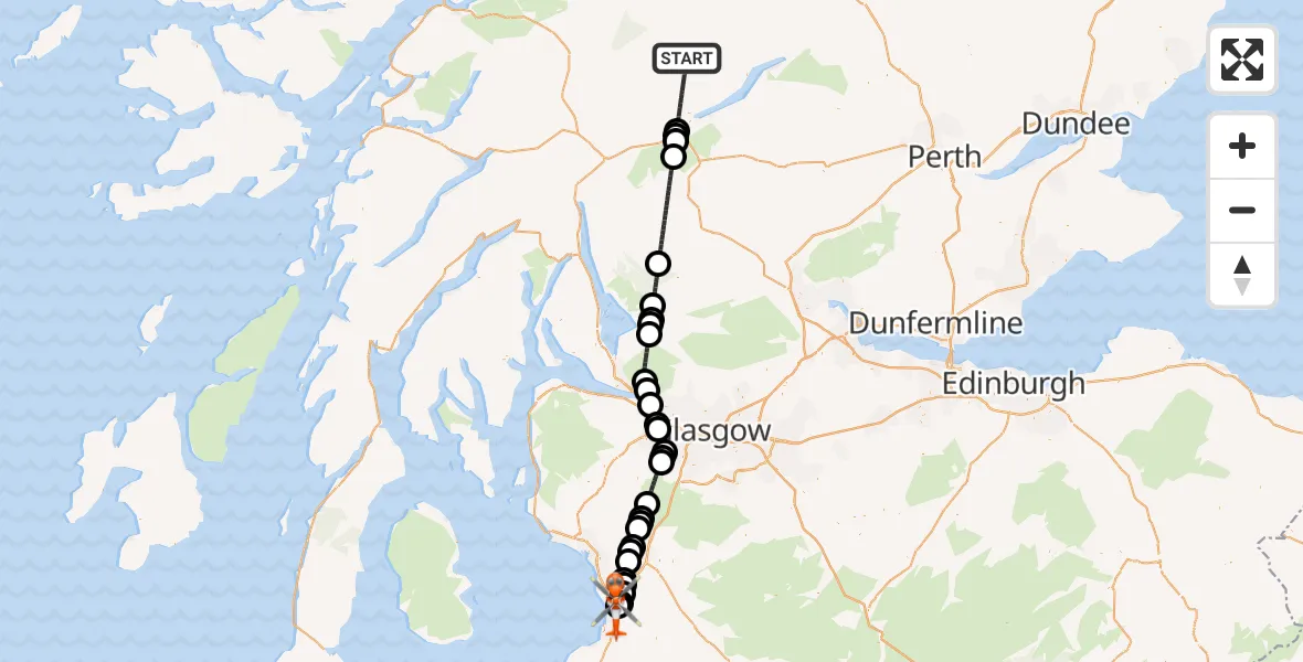 Routekaart van de vlucht: Coastguard Helicopter to Glasgow Prestwick Airport