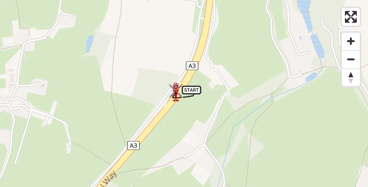 Flight route Air Ambulance Helicopter Thursley - Thursley, 03 March 2026, 19:25