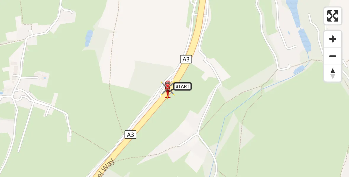 Flight route Air Ambulance Helicopter Thursley - Thursley, 03 March 2026, 19:43