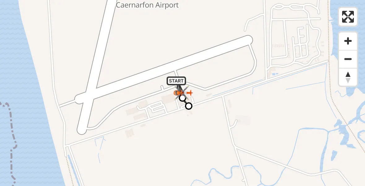 Flight route Coastguard Helicopter Caernarfon Airport - Caernarfon Airport, 03 March 2026, 21:20