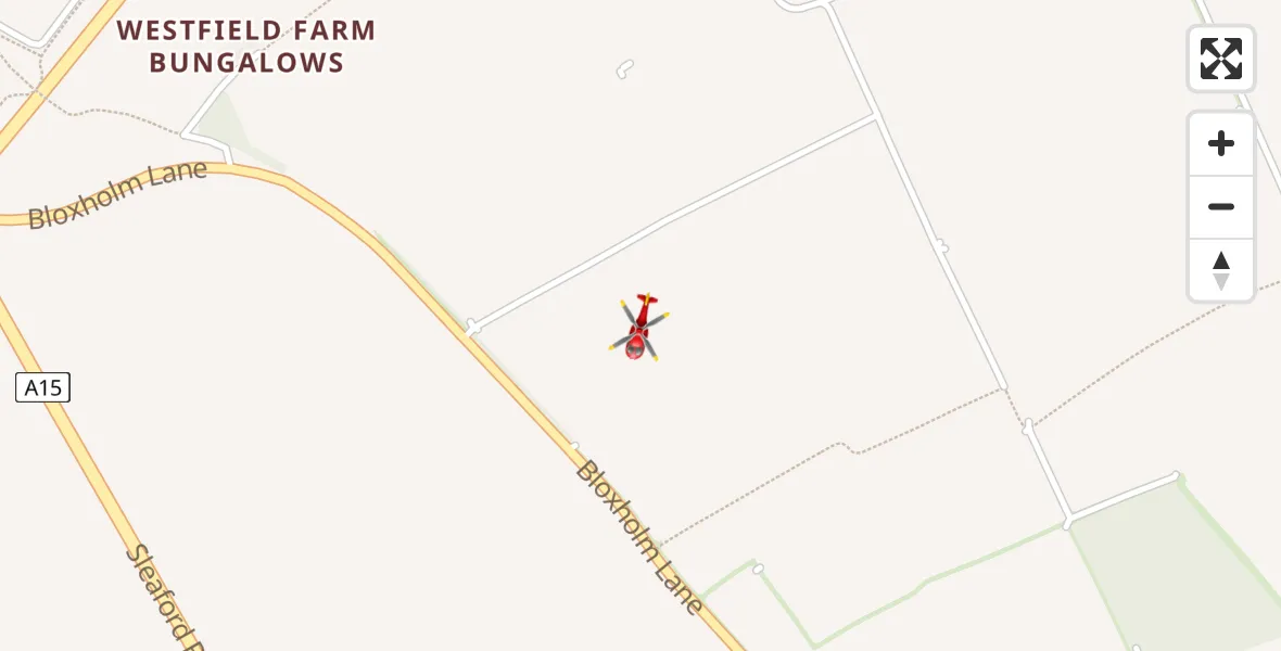 Routekaart van de vlucht: Air Ambulance Helicopter to North Kesteven, Bloxholm Lane