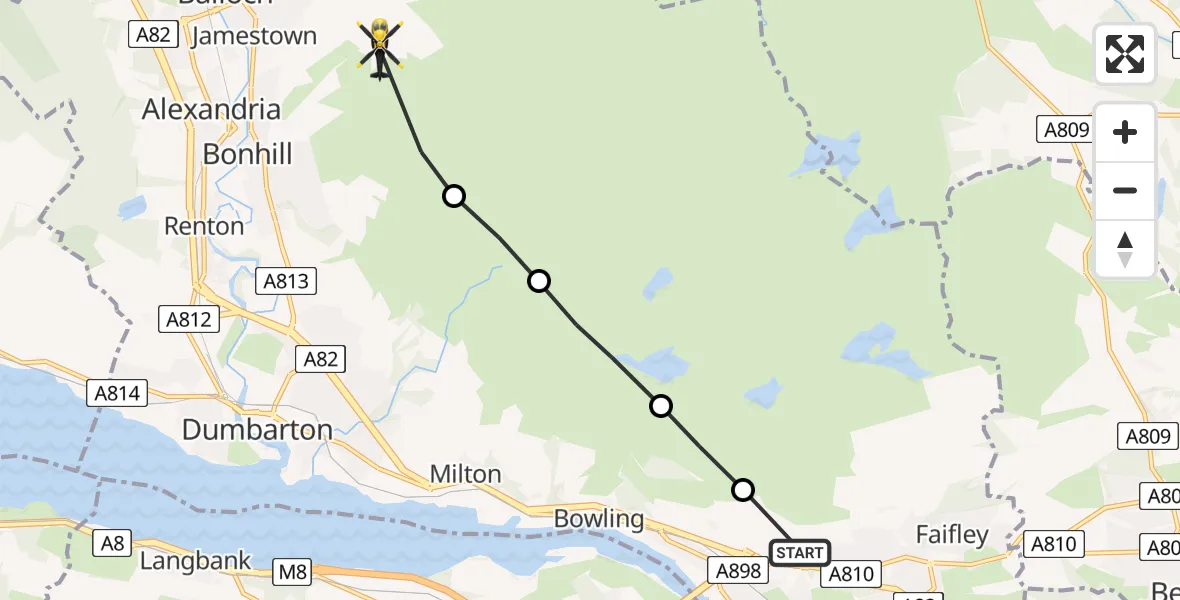 Routekaart van de vlucht: Police Helicopter to Jamestown