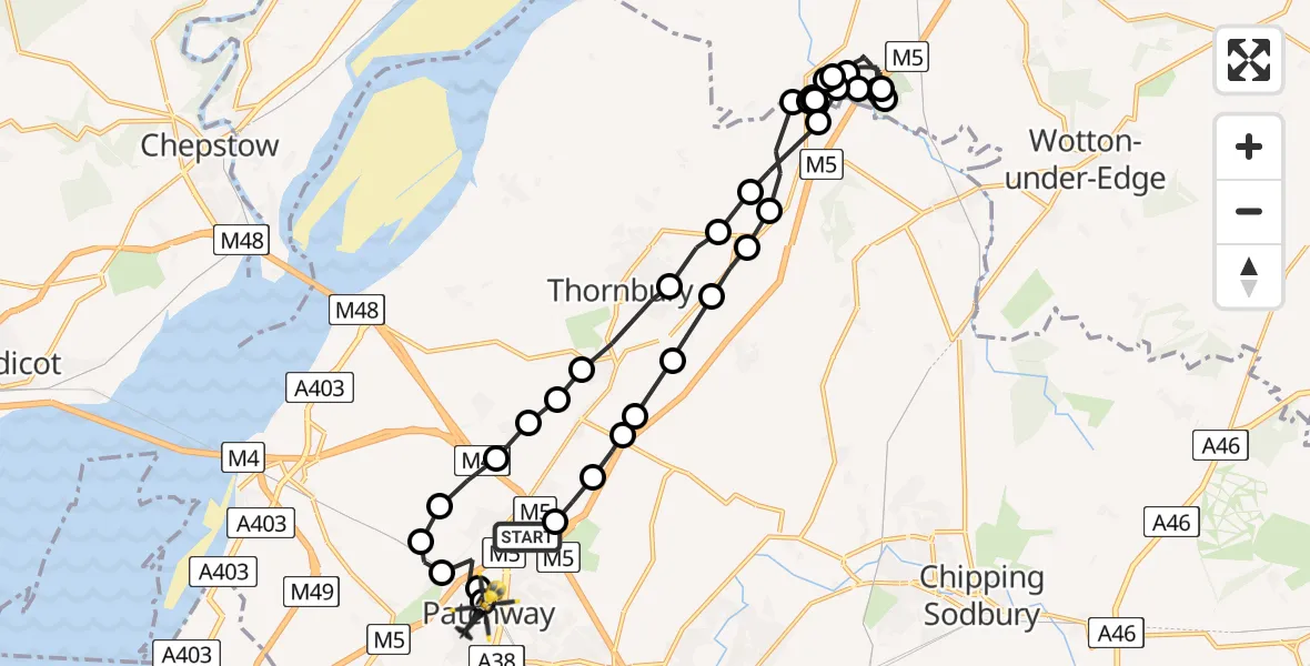 Routekaart van de vlucht: Police Helicopter to Patchway, Clermont Close