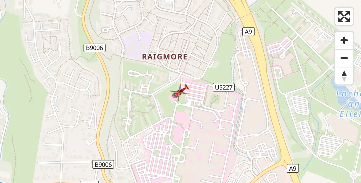Flight path map showing Air Ambulance Helicopter route from Inverness to Inverness