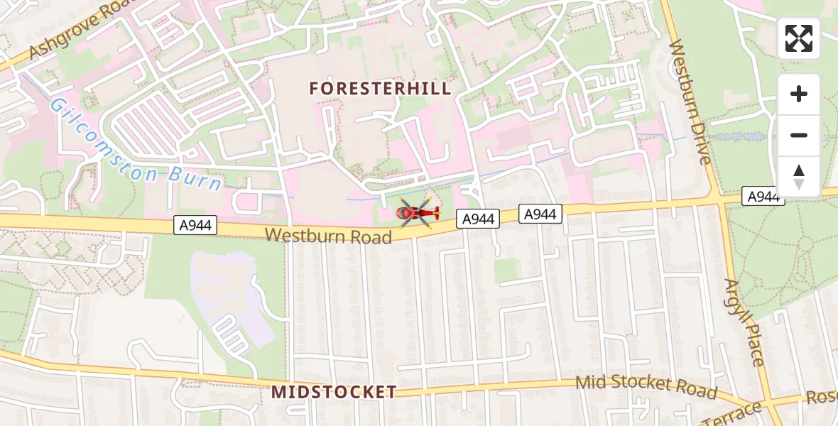 Routekaart van de vlucht: Air Ambulance Helicopter to Aberdeen Royal Infirmary Helistrip