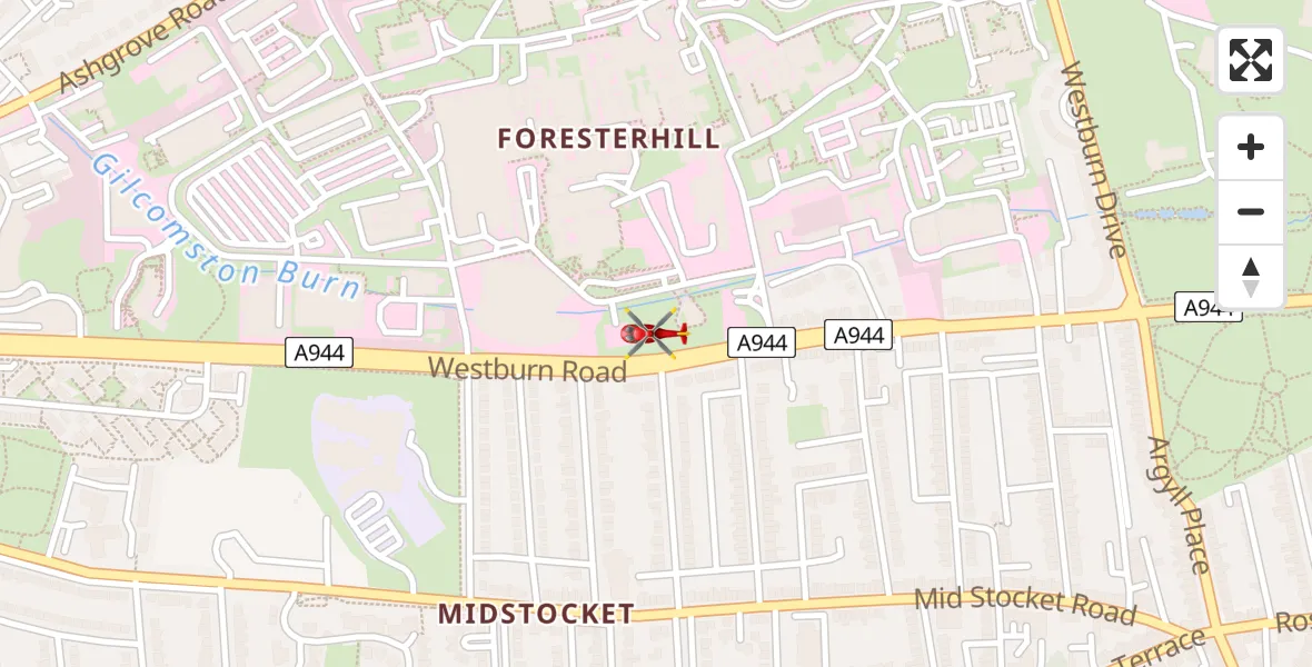 Routekaart van de vlucht: Air Ambulance Helicopter to Aberdeen Royal Infirmary Helistrip