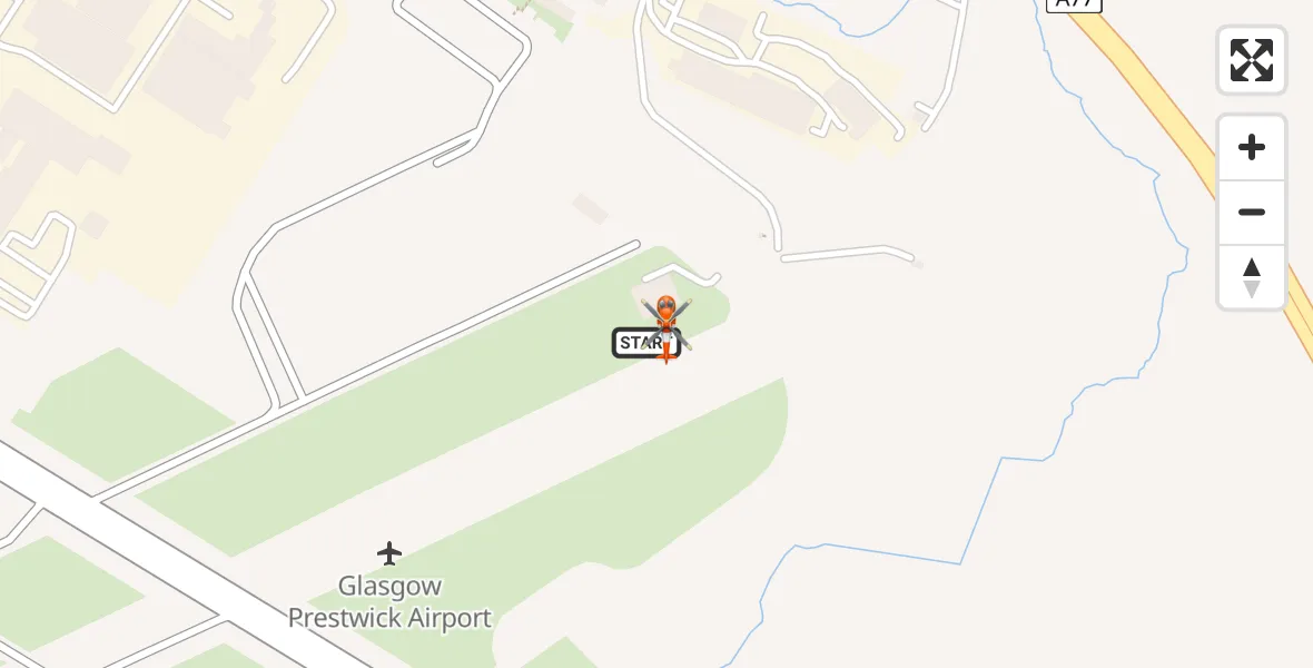 Flight path map showing Coastguard Helicopter route from Glasgow Prestwick Airport to Glasgow Prestwick Airport