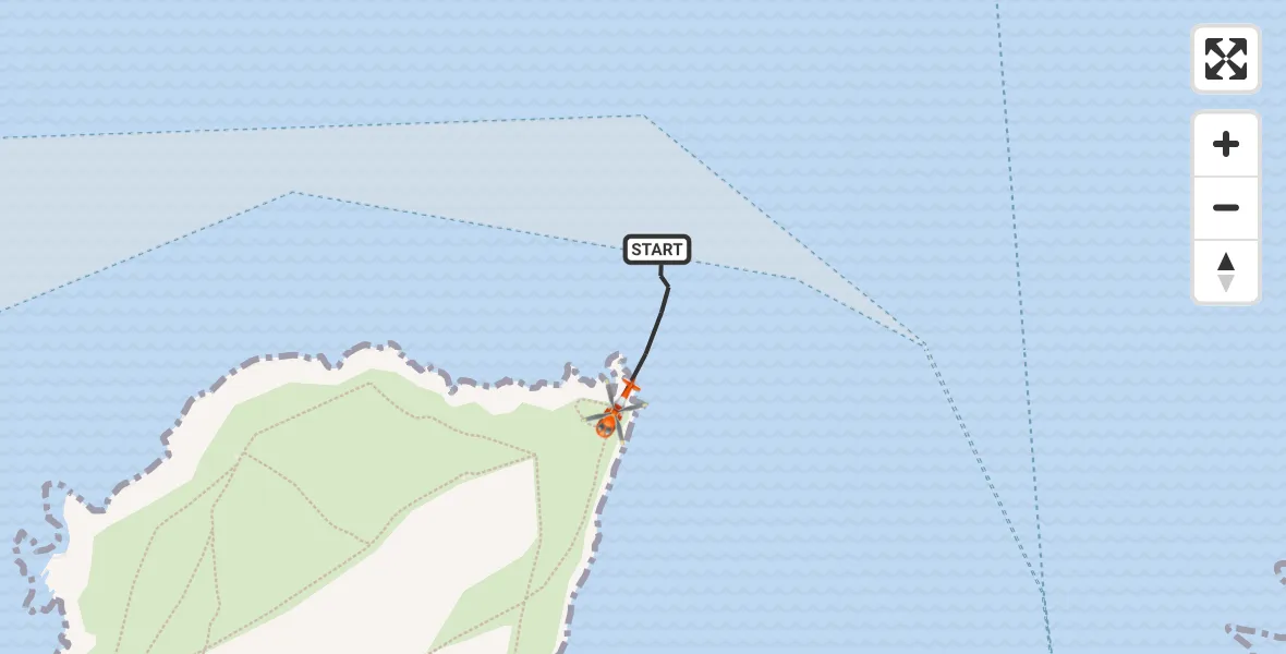 Flight path map showing Coastguard Helicopter route from Padstow to Padstow