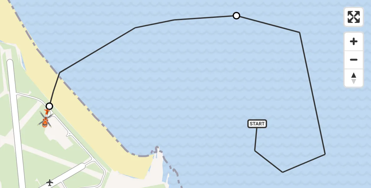 Flight path map showing Coastguard Helicopter route from Inner Seas to Stornoway Airport