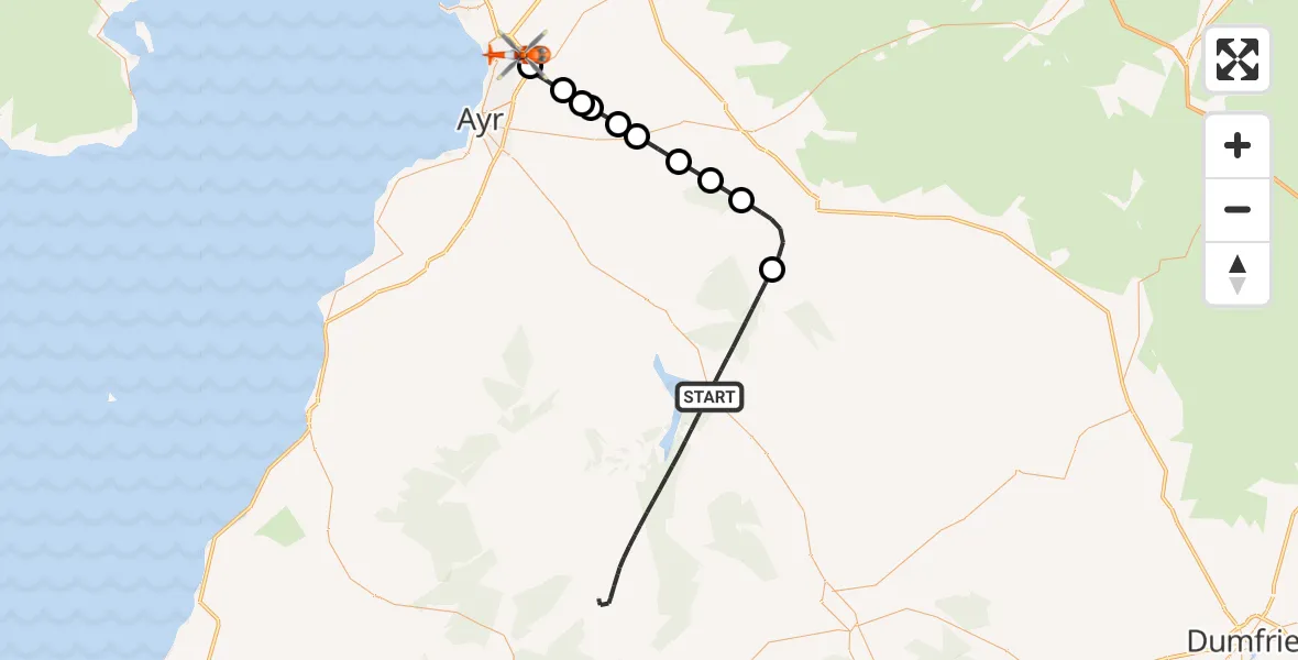 Routekaart van de vlucht: Coastguard Helicopter to Glasgow Prestwick Airport