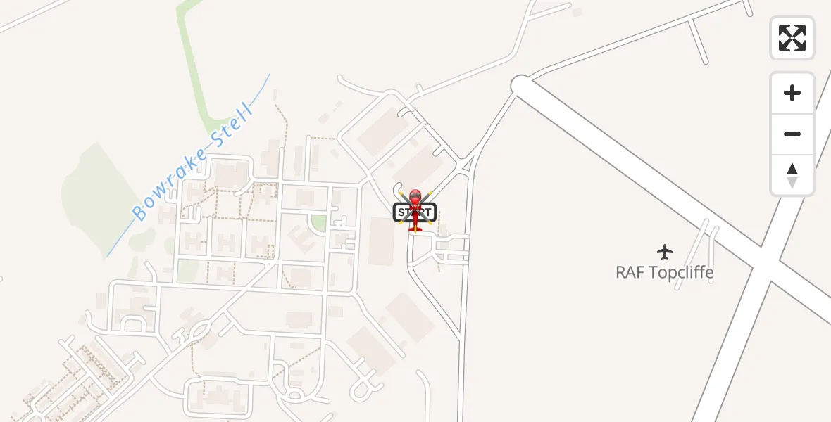 Flight path map showing Air Ambulance Helicopter route from RAF Topcliffe to RAF Topcliffe