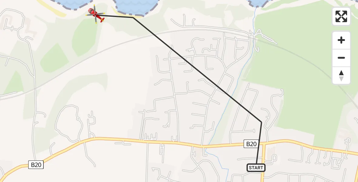 Flight path map showing Air Ambulance Helicopter route from Bangor to Crawfordsburn