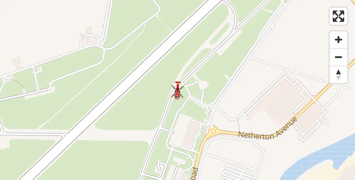 Flight path map showing Air Ambulance Helicopter route from Glasgow Airport to Glasgow Airport