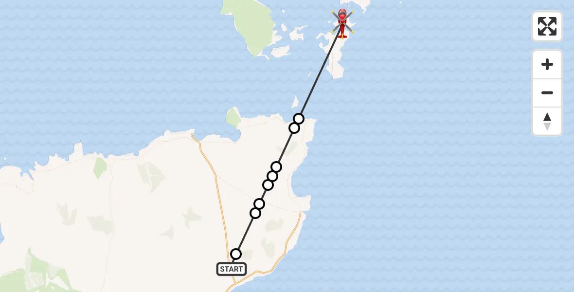 Routekaart van de vlucht: Air Ambulance Helicopter to North Atlantic Ocean