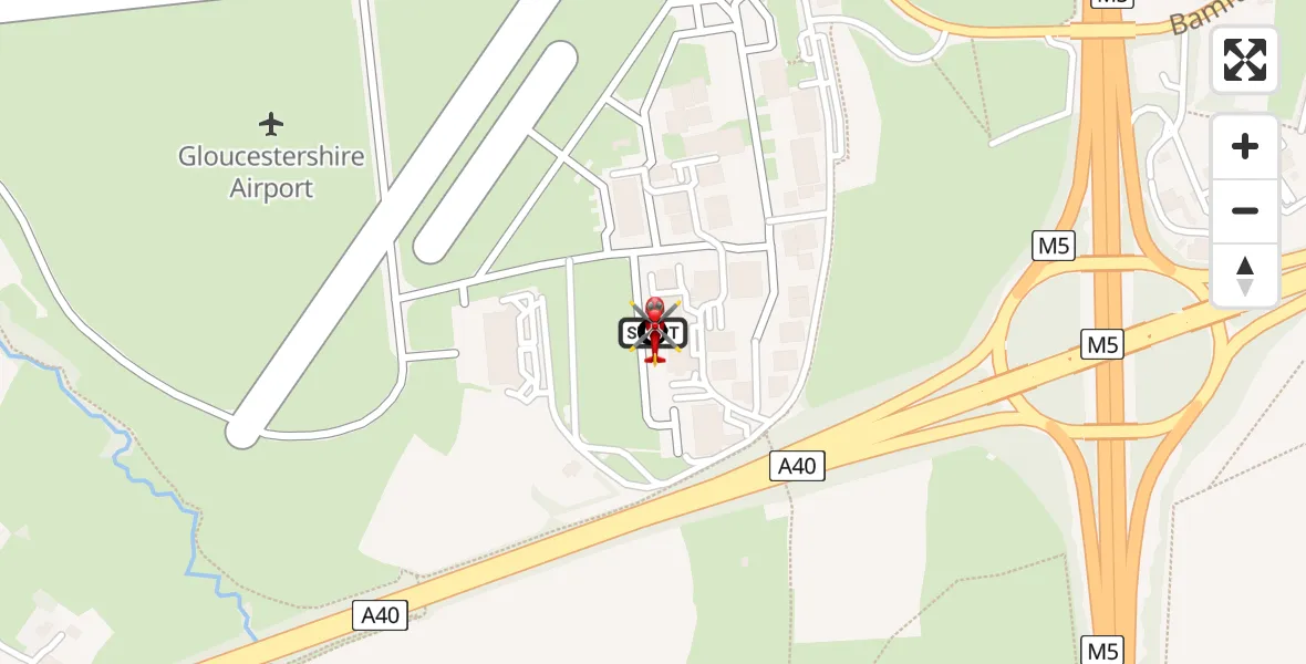 Routekaart van de vlucht: Air Ambulance Helicopter to Churchdown, A40