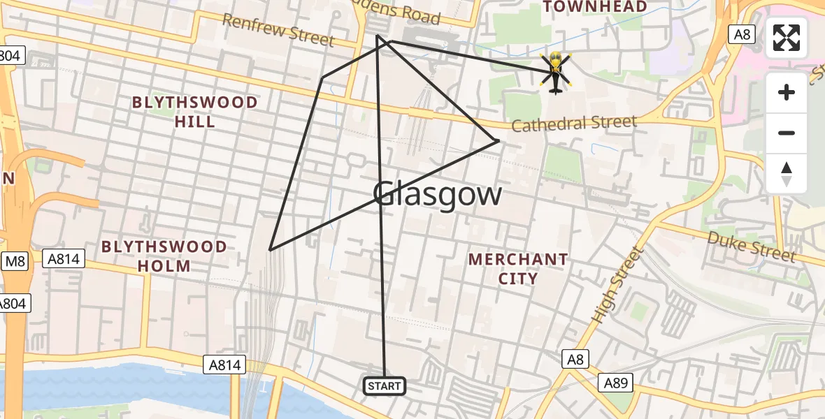 Flight route Police Helicopter Glasgow - Glasgow, 05 March 2026, 14:13