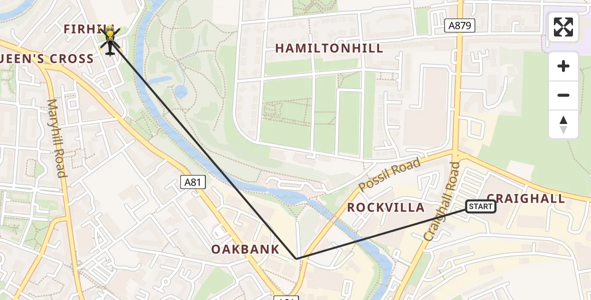 Flight route Police Helicopter Glasgow - Glasgow, 05 March 2026, 14:22