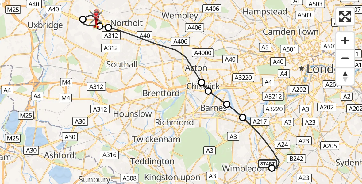Routekaart van de vlucht: Air Ambulance Helicopter to RAF Northolt