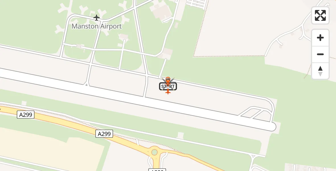 Flight path map showing Coastguard Helicopter route from Manston Airport to Manston Airport