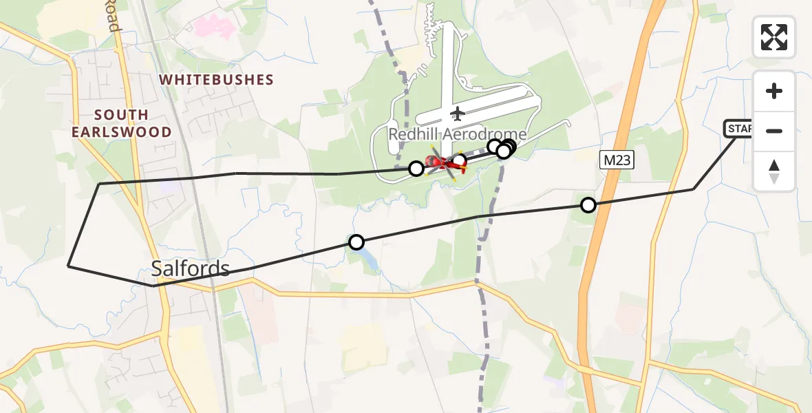 Routekaart van de vlucht: Air Ambulance Helicopter to Tandridge, Moats Lane