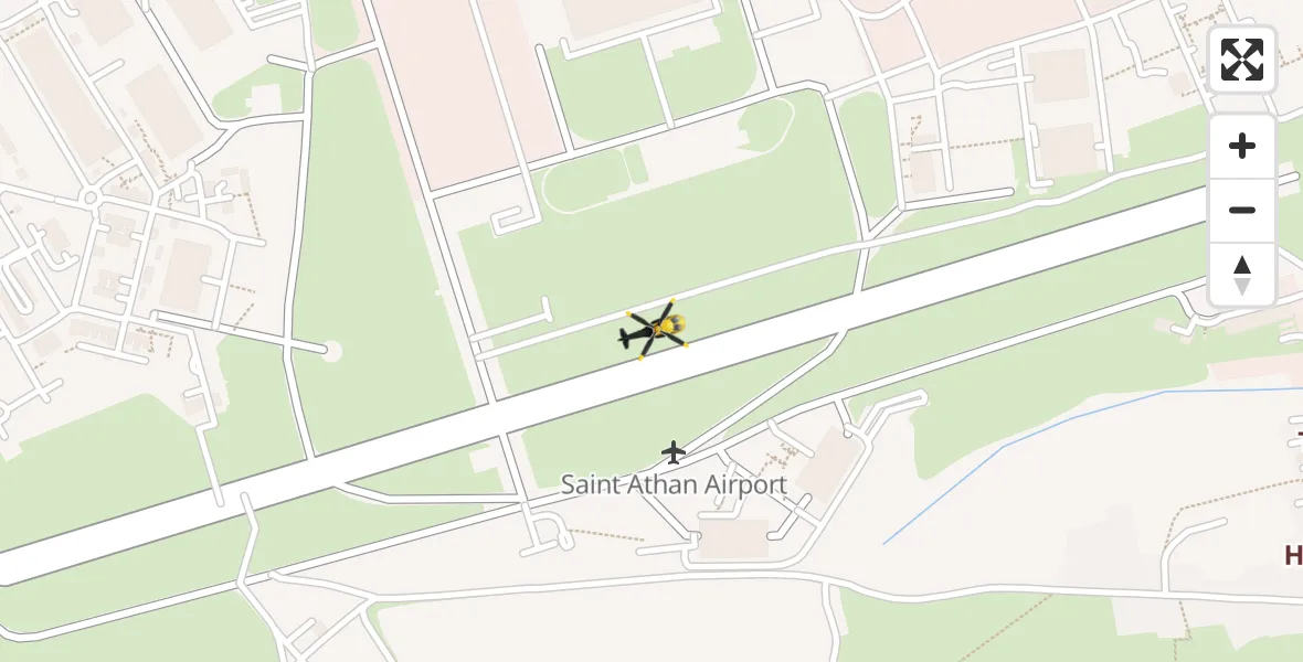 Flight path map showing Police Helicopter route from MOD St Athan to MOD St Athan