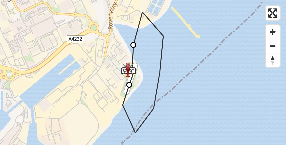 Flight path map showing Air Ambulance Helicopter route from Cardiff Heliport to Cardiff Heliport