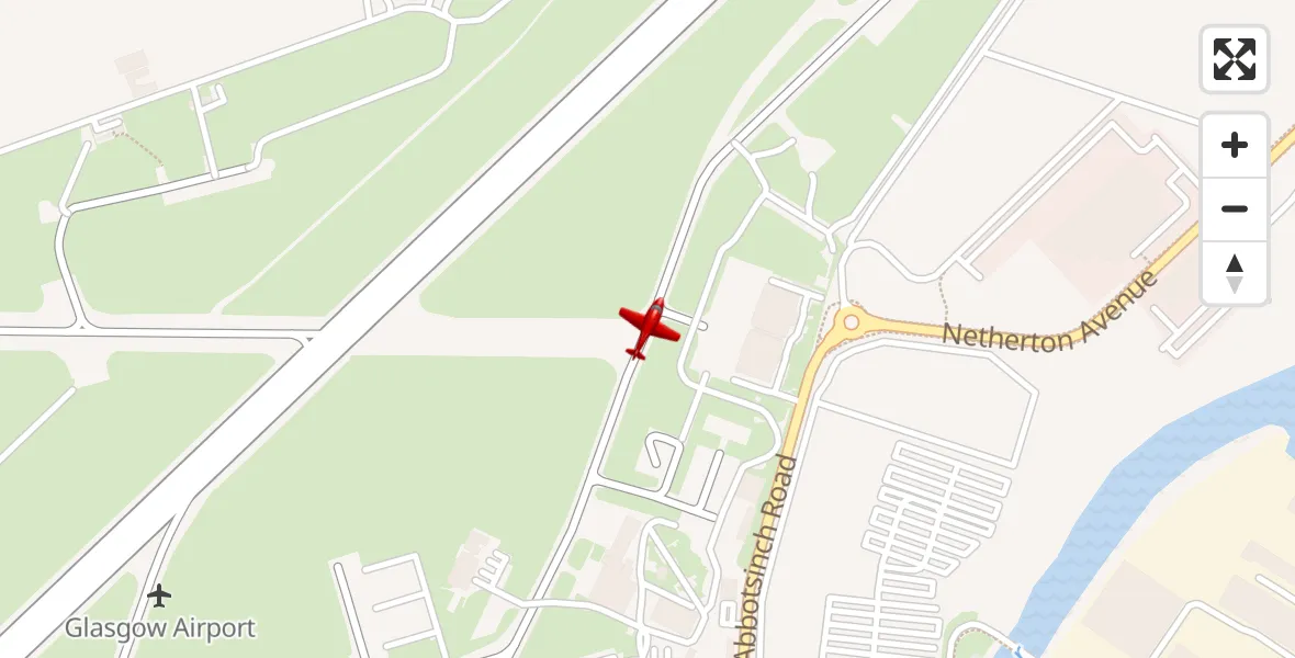 Flight path map showing Air Ambulance Aircraft route from Glasgow Airport to Glasgow Airport