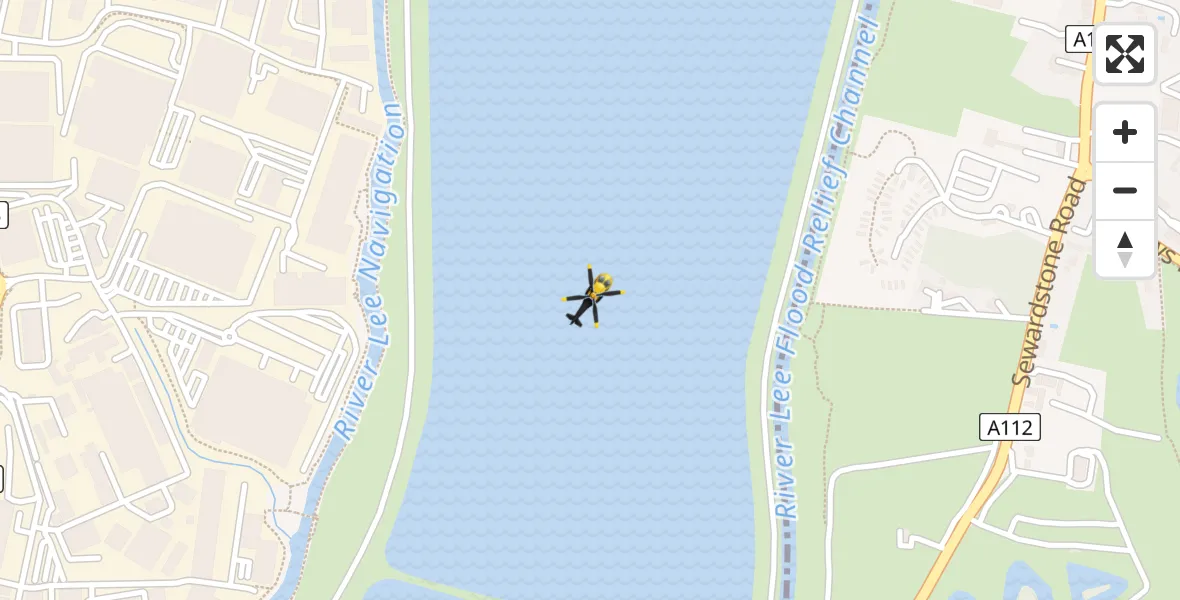 Routekaart van de vlucht: Police Helicopter to King George V Reservoir