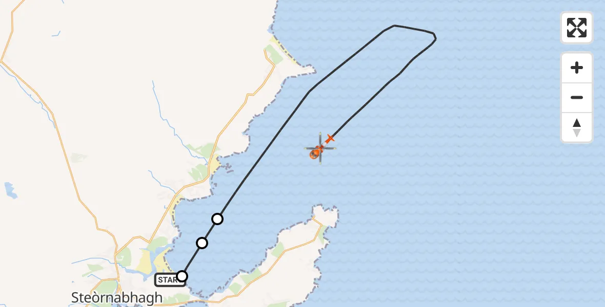 Routekaart van de vlucht: Coastguard Helicopter to Inner Seas
