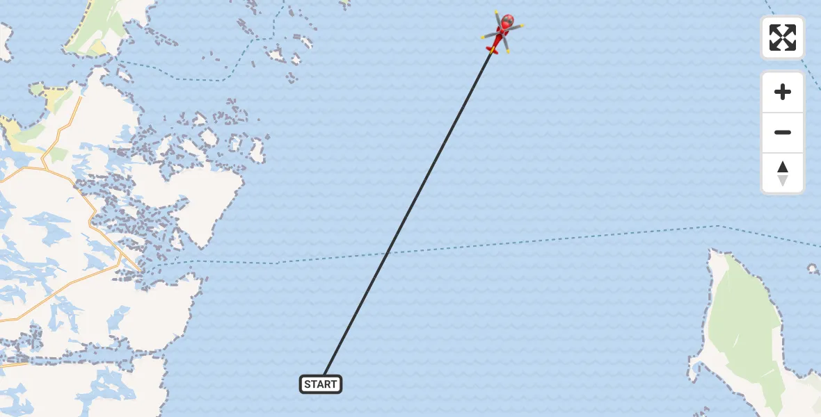 Flight path map showing Air Ambulance Helicopter route from Inner Seas to Inner Seas