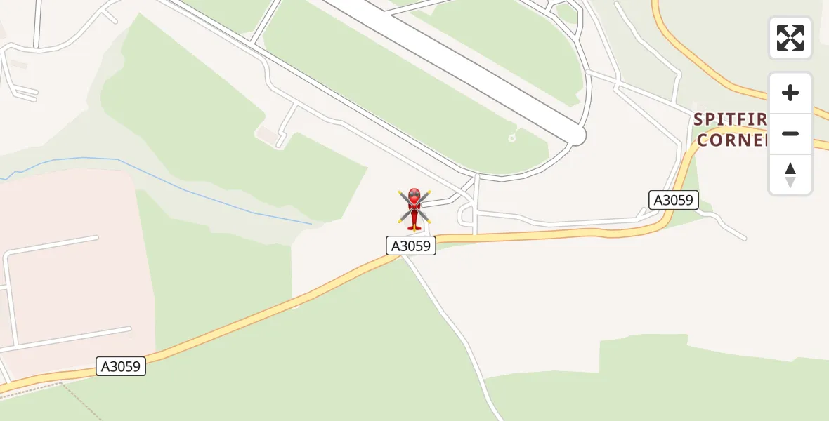 Flight path map showing Air Ambulance Helicopter route from Cornwall Airport Newquay to Cornwall Airport Newquay