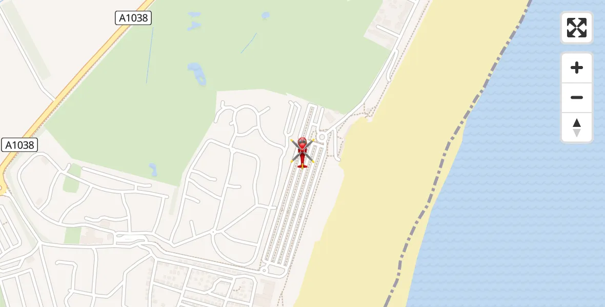 Flight path map showing Air Ambulance Helicopter route from Bridlington to Bridlington