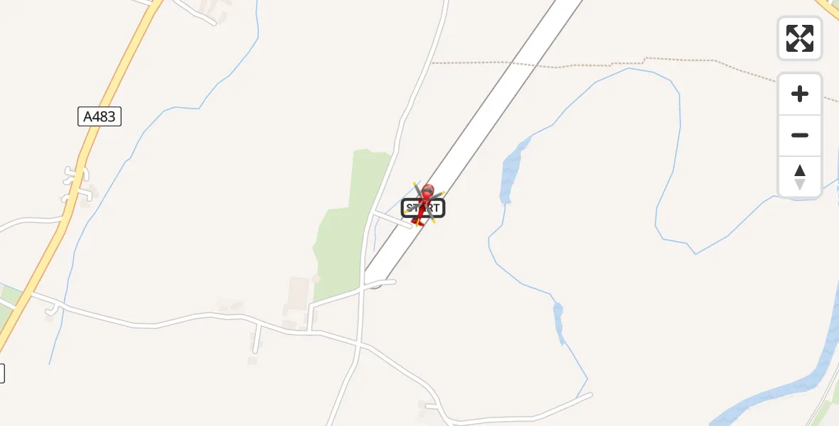 Flight path map showing Air Ambulance Helicopter route from Welshpool Airport to Welshpool Airport