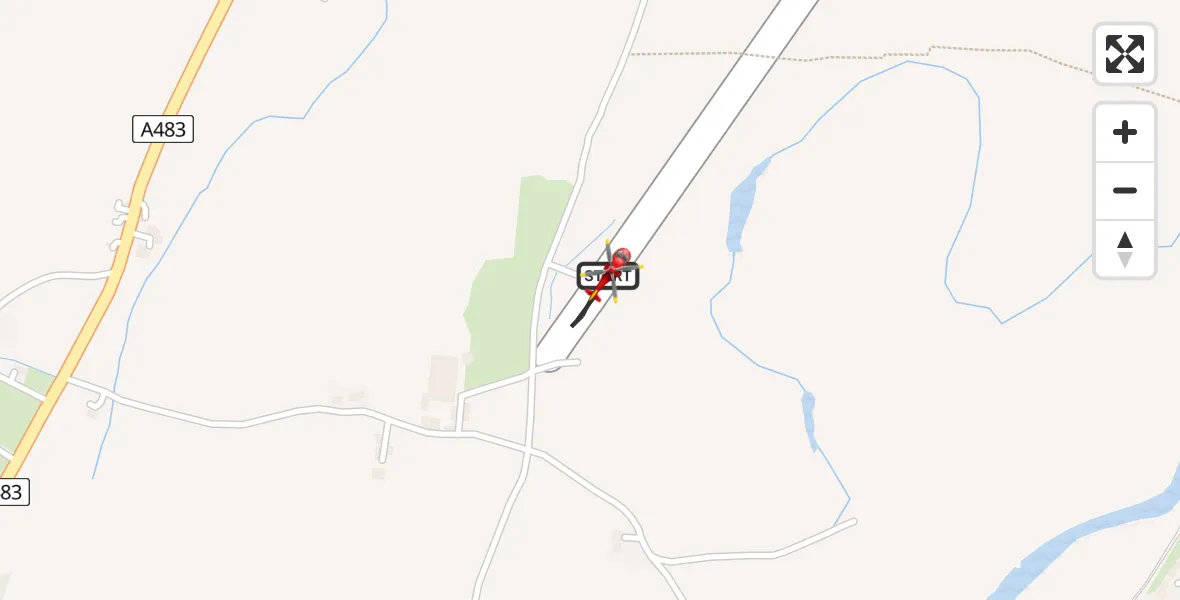 Flight path map showing Air Ambulance Helicopter route from Welshpool Airport to Welshpool Airport